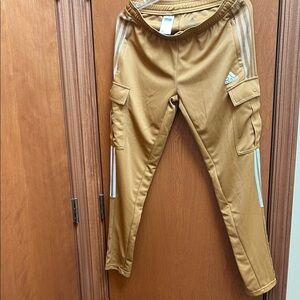 Adidas Tan Track Pants with Elastic Waistband